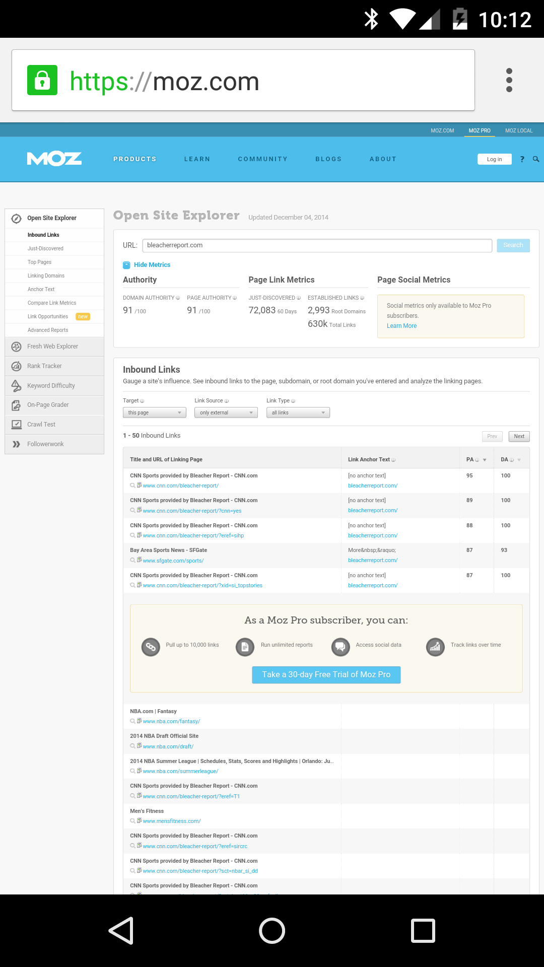 Moz mobile view