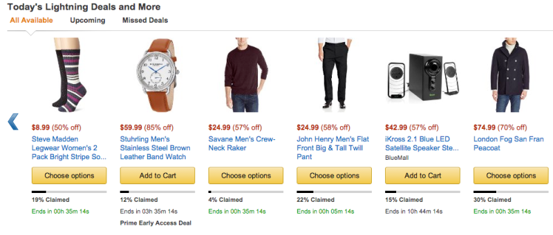 Amazon.com's Lightning Deals all feature countdowns and imply scarcity. 