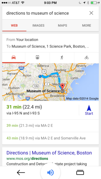 Search Results for the Query Directions to Museum of Science