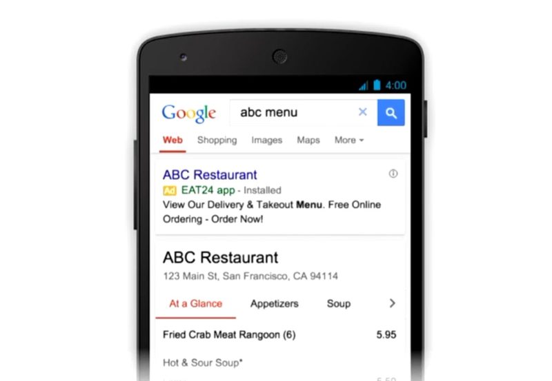 Google app engagement ads on search