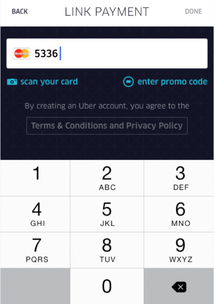 Uber form interface