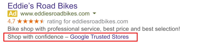 Google Trusted Stores review extention AdWords