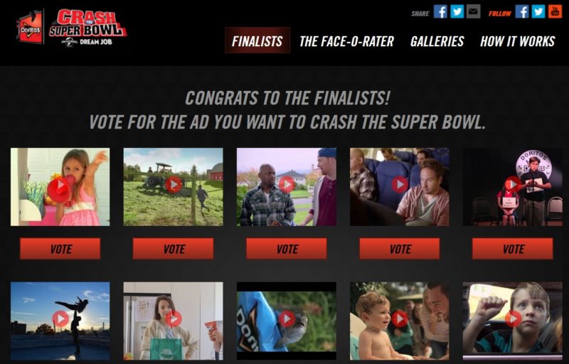 doritos crash the super bowl ads on search