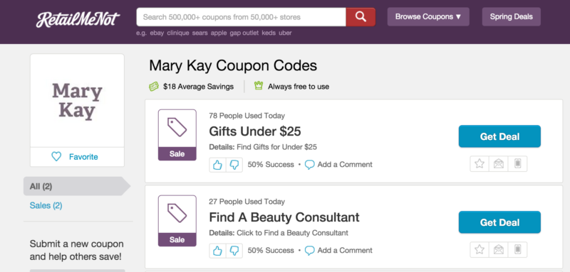 Mary Kay litigation vs. RetailMeNot