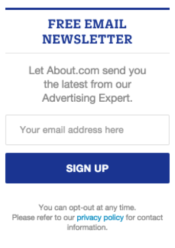 advertising.about.com uses the term free in the headline and sign up as the CTA button