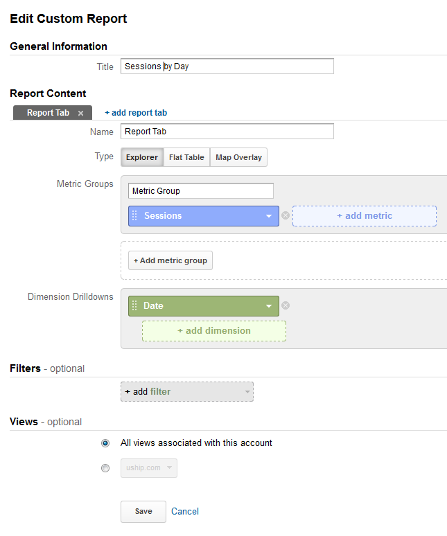 Custom report for exporting segment data to Excel.