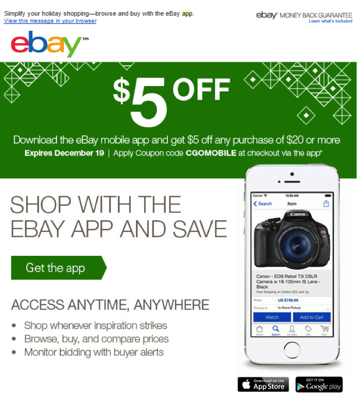 eBay has 5 different mobile apps!