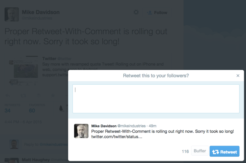 Twitter Cleans Up "Quote Tweet" & Tweet With Comment Functionality