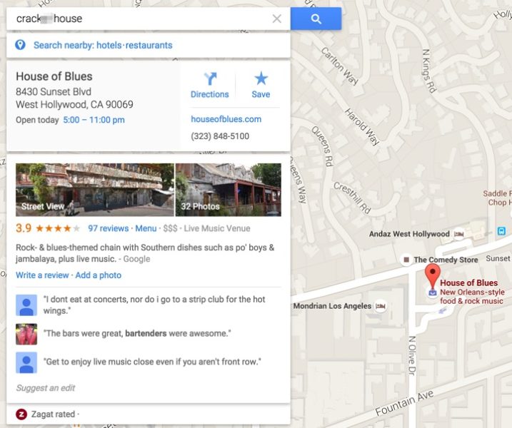 house of blues google maps