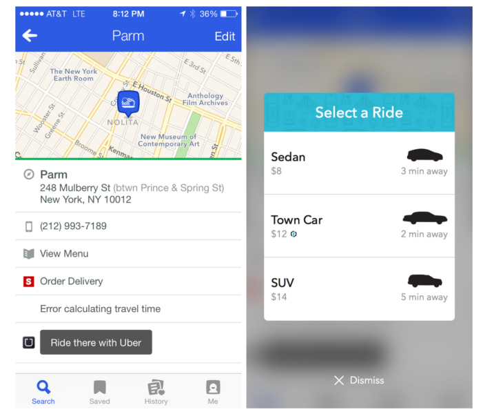 Uber Foursquare Button integration 