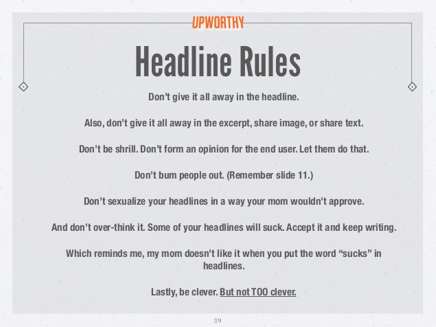 Upworthy Headline Rules