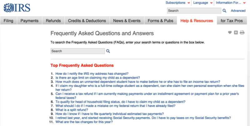 the IRS FAQ