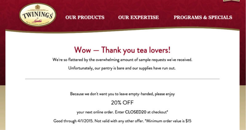 free samples by twinings