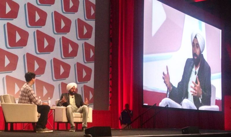 Twitter's head of TV and video Baljeet Singh talks with AdAge's Tim Peterson at VidCon in Anaheim.  