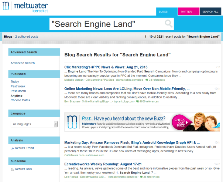 Search Engine Land, Icerocket