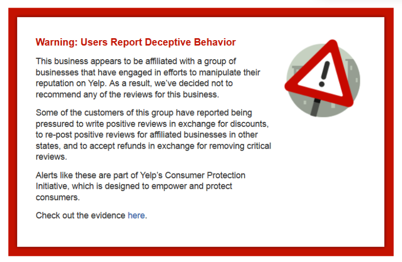 Yelp Warning