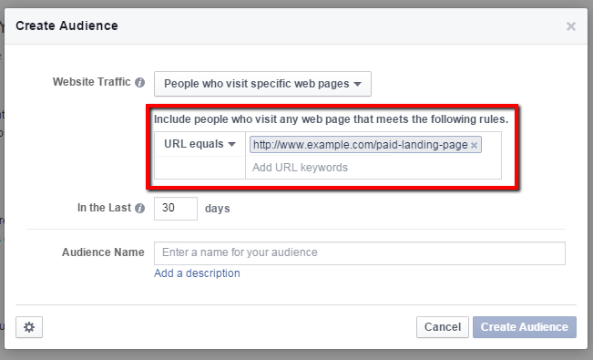 targeting PPC landing pages with Facebook