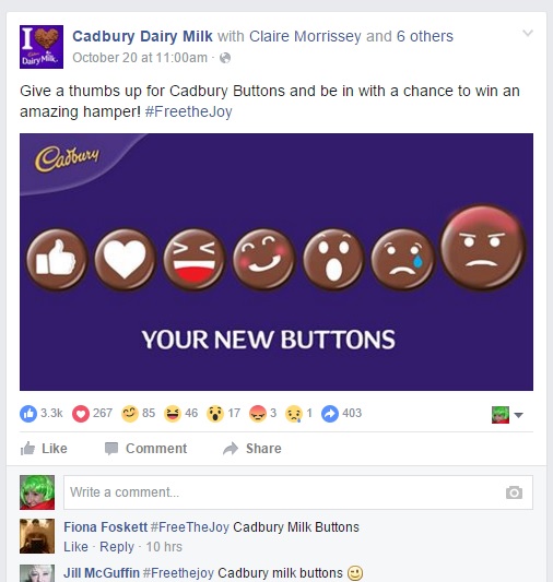 Cadbury's Reacts To New Buttons