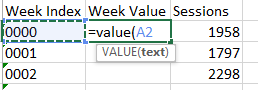 Excel's Value function will give us a number we can use.