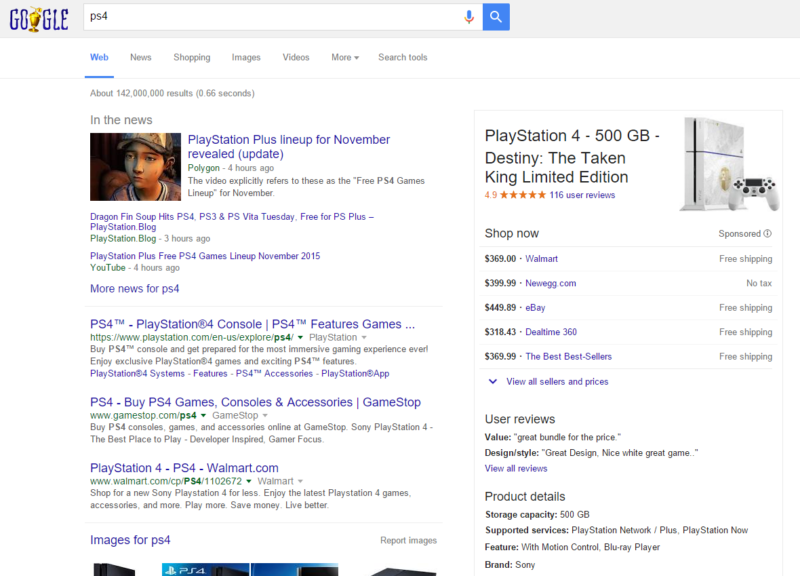 ps4 serp on google