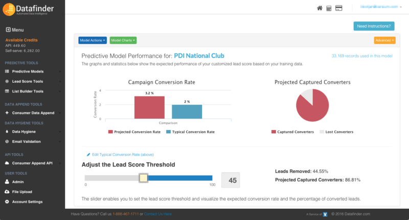 DataFinder screen