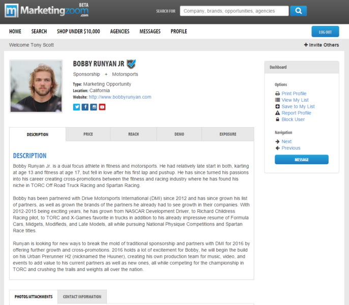 A profile from MarketingZoom