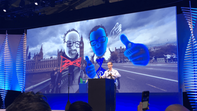 Facebook CTO Mike Schroepfer demos the virtual reality version of Facebook.