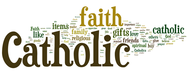 This word cloud highlighted the importance of faith to Discount Catholic Products customers.