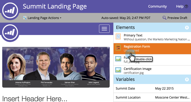 Marketo's Landing Page Builder