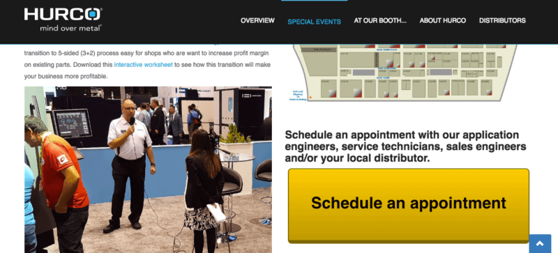 Figure 5: Hurco landing page