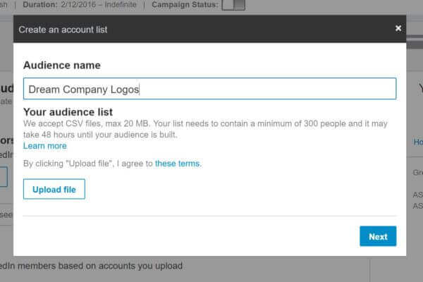 create an abm audience in linkedin ads