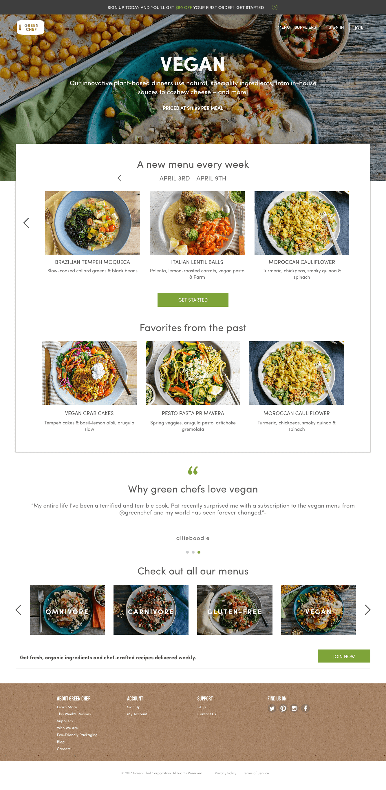 GreenChef vegan landing page