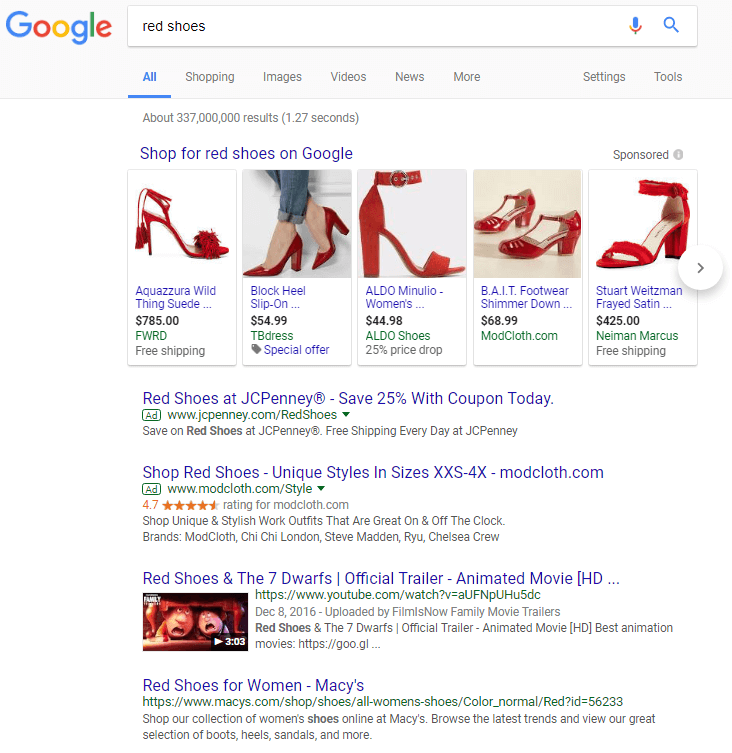 google shopping screencap