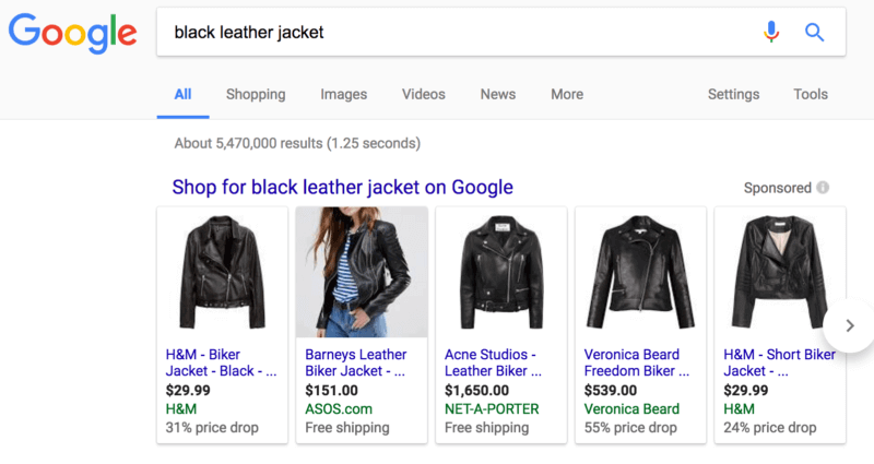 Black Leather Jacket Shopping Ads