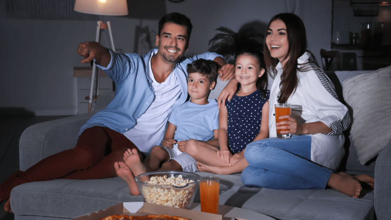 Family watching TV