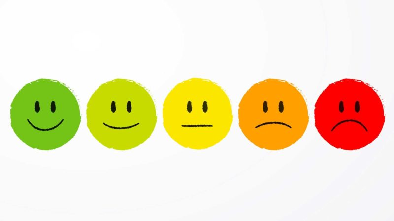 Image of smiley faces and frowny faces illustrating different mood states