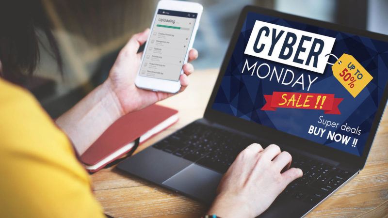 woman on laptop on cyber monday