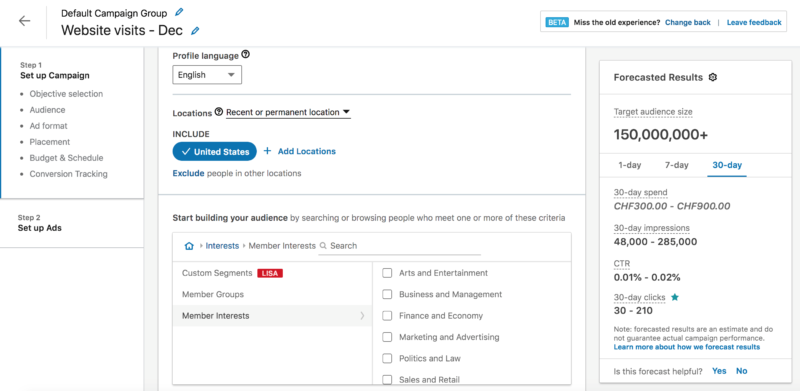 LinkedIn Interest Targeting 