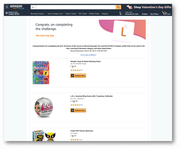 Amazon MomentsRedemptionPage