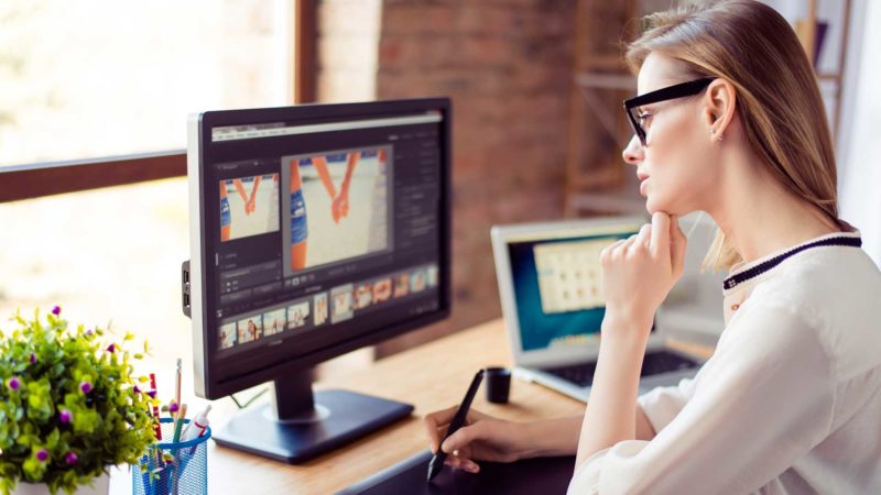 Web designer working at screen