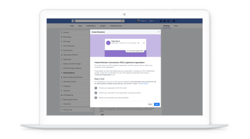 Facebook Confirmed Organization Policital Ads 800x446
