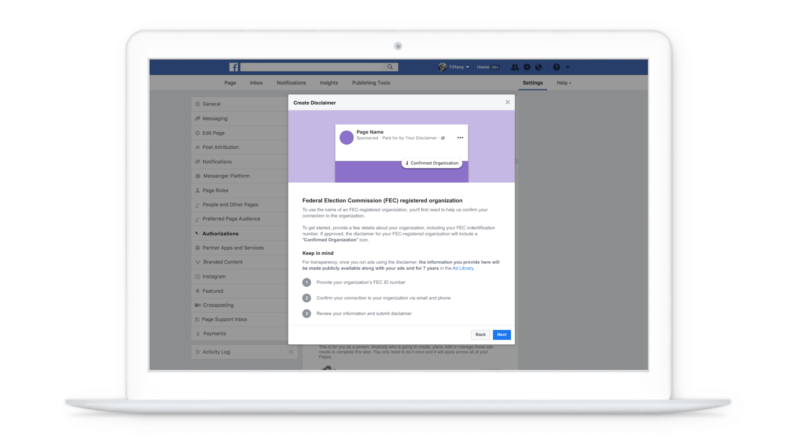 Facebook Confirmed Organization Policital Ads
