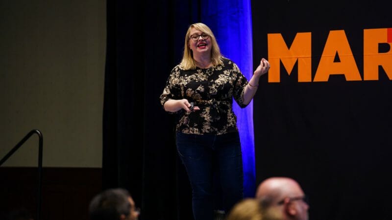 Ruth Burr Reedy, VP strategy at UpBuild, speaking at MarTech Conference 2019 in Boston.