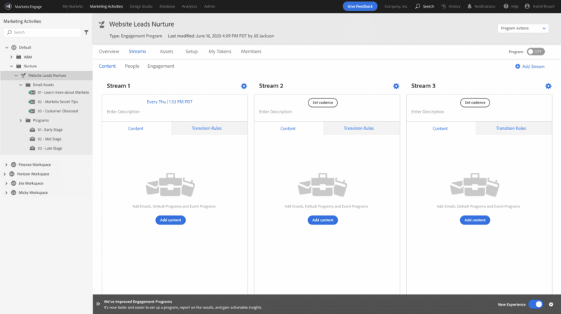 A screenshot of Marketo Engage (via Marketo)