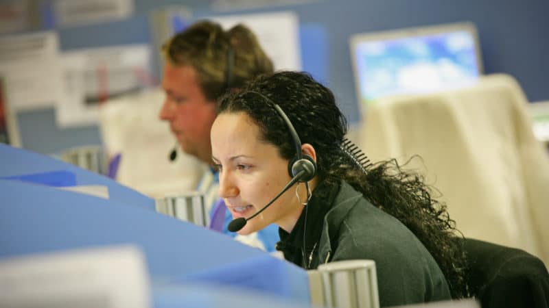 A woman at a call center.