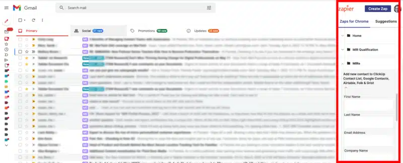 Zapier Sidebar Chrome