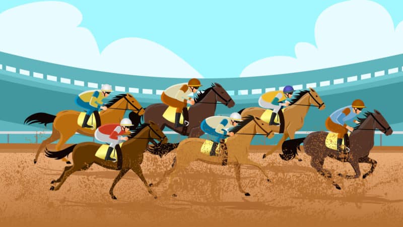 Cartoon image of horse race