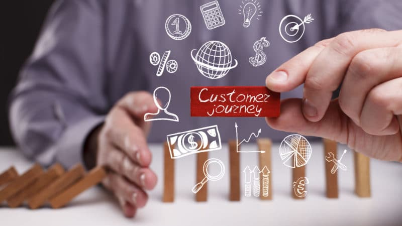 Marketer showing the word: Customer journey