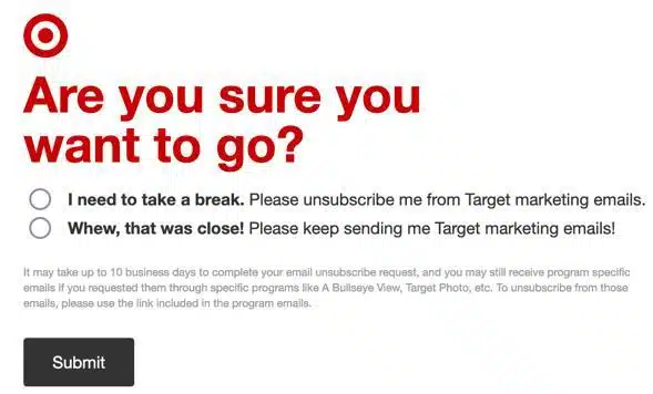 Target unsubscribe