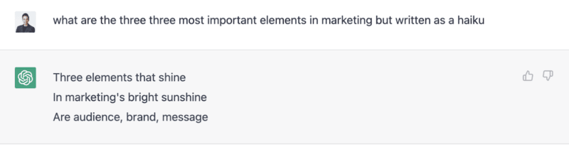 ChatGPT question - marketing elements